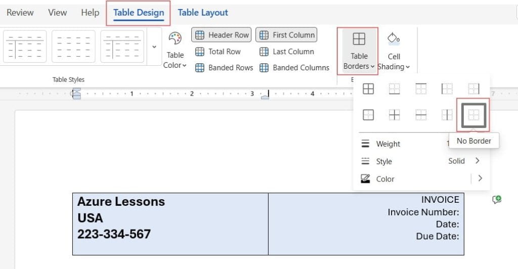 Create Word Online Invoice Template