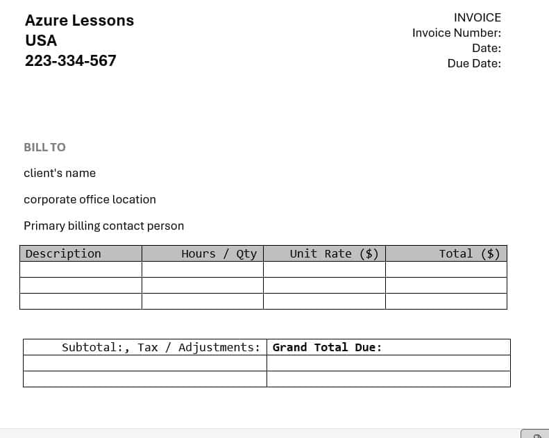 microsoft word online invoice template