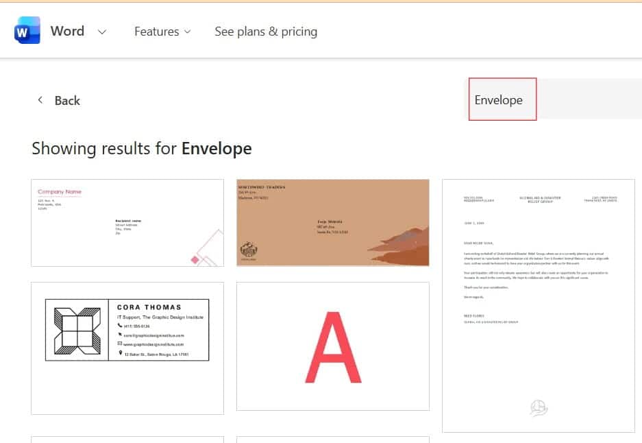 how to get envelope template in word online free