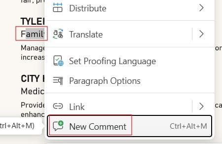 how to add comments in word online